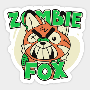 Cute Zombie Fox // Funny Halloween Zombie Animals Sticker